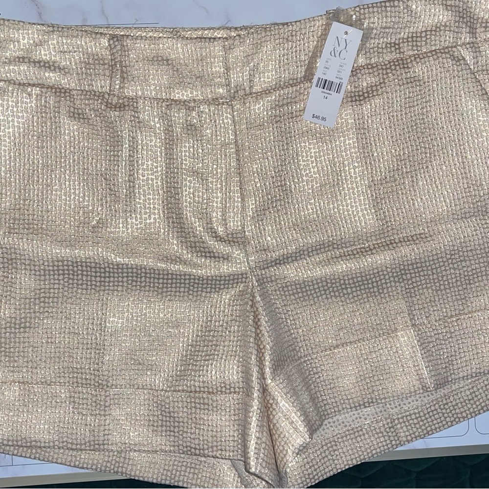 New York & Company Shimmery Champagne High-Waist Women’s Shorts